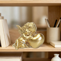 Figurine d'ange chérubin en résine, statue d'ange Cupidon endormi, étreignant un cœur, figurines de table mignonnes et adorables