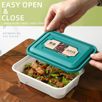 Boîtes repas rectangulaires jetables bicolores en PP de qualité alimentaire épaissi, hermétiques, sans BPA, sans PFAS, compatibles micro-ondes