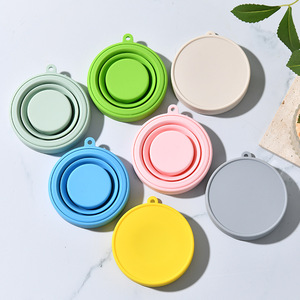 Silicone Folding <b>Cup</b> Portable <b>Collapsible</b> Travel Mug With Lid For Outdoor Use Solid Color Design - Product Image 4