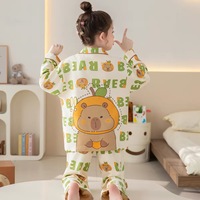 Nouvel ensemble de pyjama en coton respirant pour enfants, style 2026, manches longues, col, pour filles, collection printemps-automne, motif Winnie l'ourson, vêtements d'intérieur pour bébés