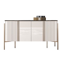 Buffet à panneaux moderne de luxe et léger à l'italienne pour salon Armoire à thé laquée Rangement d'entrée Dessus en bois et marbre