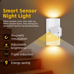 Smart 360 °   Lampes murales LED magnétiques rotatives à piles avec détecteur de mouvement pour la décoration intérieure, chambre à coucher - Product Image 6