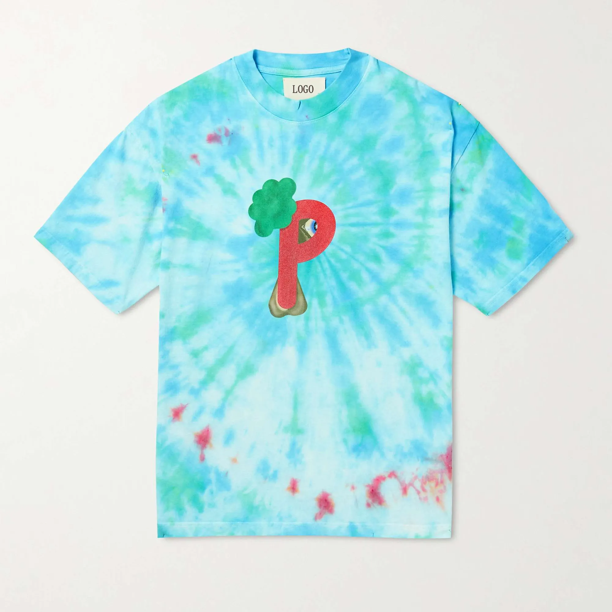 Doger-ropa de calle personalizada para hombre, Camiseta estampada con Tie-Dye de alta calidad, camisetas de gran tamaño de Hip-Hop