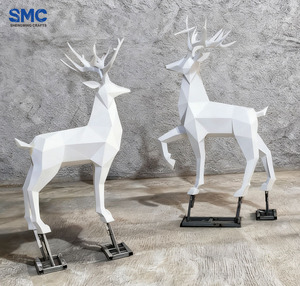 SMC等身大スチール製彫刻鹿像、クリスマスホリデーショップモール屋外庭園装飾用小道具 - Product Image 4