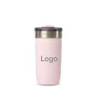 Mug à café isotherme portable en acier inoxydable 304, gobelet de voyage avec paille escamotable, anti-fuite, revêtement poudré, pour bureau et extérieur