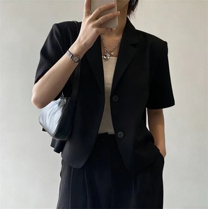 Neuer Damen Sommer Kurzblazer mit Knöpfen Kurzarm Büro Casual Slim Fit Mantel - Product Image 6