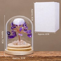 Arbre à Argent DIY en Cristal Naturel de Guérison sous Cloche en Verre avec Base en Bois, Bonsaï Artisanal en Pierres Précieuses pour Décoration Intérieure et Cadeau