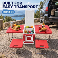 Glacière à roulettes 32L avec table pliante intégrée pour extérieur, pêche, usage chaud/froid, fournisseur OEM ODM