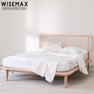 WISEMAX FURNITURE Set di Mobili per Camera da Letto in Stile <span class=keywords><strong>Classico</strong></span> Moderno, Letto King Size con Struttura in Legno Massello e Testiera in Rattan - Product Image 4