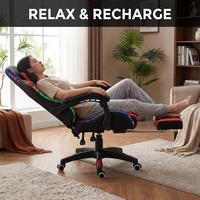 Chaise de jeu ergonomique AOR avec plateau multicouche en bois, siège en mousse naturelle, surface souple en PVC, accoudoirs à vérin pneumatique bi-étages – Direct Usine