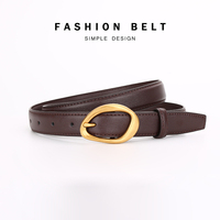 Ceinture fine en cuir réglable pour femme avec boucle ardillon dorée – Idéale pour robes, tenues formelles et usage quotidien