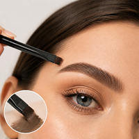 Pinceau à sourcils plat et coudé noir avec logo personnalisé, ultra-fin, pour les cosmétiques des sourcils