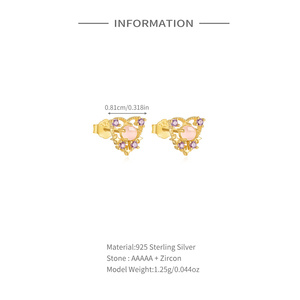 ต่างหูเงินแท้ S925 ประดับเพทายสีชมพูรูปดาวสี่แฉกสำหรับผู้หญิง - Product Image 3