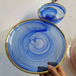 Juego de Vajilla de Vidrio con Borde Plateado, Dorado y Blanco, Diseño Nube, para Alquiler en Eventos, Venta al Por Mayor - Product Image 6