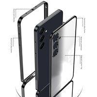 Coque de protection magnétique élastique en métal avec pare-chocs pour Samsung Galaxy A15 A25 A55 A53 A54 S23 FE, avec protection d'objectif en PC dépoli et coque arrière