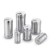 Catering Grade Stainless Steel Condiment Shaker 4 Position Switchable Lid Barbecue Stall Spice Powder Storage Canister