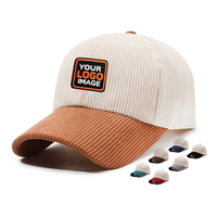 Gorras de Béisbol Personalizadas con Logotipo Bordado, 6 Paneles, Lisas, de Pana, con Visera Curva, Unisex, de Dos Tonos, Estilo Dad Hat, con Cierre a Presión