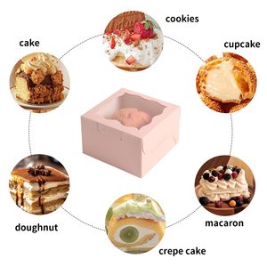Tùy Chỉnh Màu Hồng Trong Suốt Cửa Sổ Mini Công Nghiệp Sử Dụng Bánh Hộp Xách Tay Bìa Bánh Bao Bì Cho Bánh Sinh Nhật - Product Image 4