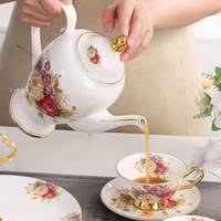 Tasse à café en porcelaine fine, soucoupe, pot à lait, pot à sucre, plaqué or 24 carats, motif floral, 250 ml, service de thé de l'après-midi, vendu à l'unité