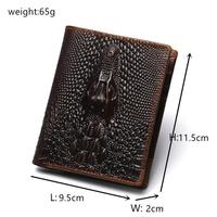 Dompet kulit asli pria AL1065 desain kustom dompet tempat kartu merek mewah wanita pola buaya pria dompet mode lipat dua buatan tangan