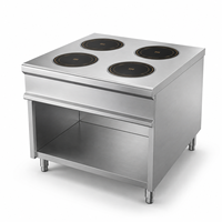 Cuisinière à induction professionnelle à trois brûleurs en acier inoxydable haute puissance avec commande numérique pour cuisines commerciales