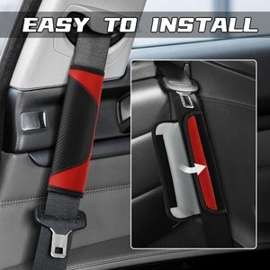 2 Fundas para Cinturón de Seguridad de Coche, Cojín para Hombro (Rojo) de Fibra de Carbono y Cuero PU, Resistentes a Arañazos y Rayos UV - Product Image 4