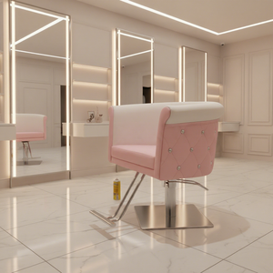 Luxury <strong>Salon</strong> Furniture <strong>Beauty</strong> Saloon <strong>Pink</strong> Chair Hair <strong>Salon</strong> Furniture Styling Chair with Diamond - Product Image 1