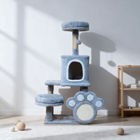 Arbre à chat moderne en peluche douce pour chats d'intérieur, tour d'escalade multi-niveaux, condo privé, lits de repos, jouet interactif suspendu, carton