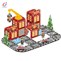 Jouets de construction éducatifs magnétiques Chengji, blocs de construction simulés, assemblage créatif, simulation de caserne de pompiers, ensemble de blocs de construction