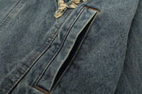 Tendance Populaire High Street Design Lavé Denim Vintage Patch Hommes Jeans Veste