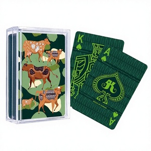 Cartas de Juego de Plástico Verde con Diseño del Buey del Zodiaco Chino, Acabado Mate Único, 58x88mm, 54 Cartas, en Caja de Regalo con Envoltura Retráctil - Product Image 1