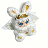 En stock, poupée en peluche Mengqi style ange sacré, voile blanc et bordure dorée, lapin en peluche, cadeau idéal pour les meilleurs amis