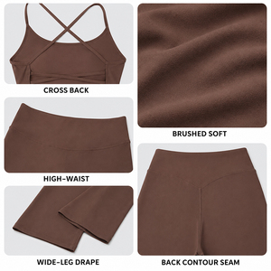 Conjunto Deportivo para Mujer de 2 Piezas: Sujetador Deportivo y Pantalones de Yoga de Pierna Ancha con Sensación Ligera y Secado Rápido para Gimnasio y Entrenamiento - Product Image 3