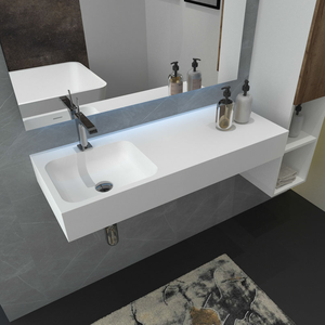 Fabbrica all'ingrosso di forma rettangolare pietra artificiale lavabo a mano Corians lucido rettangolare <span class=keywords><strong>bagno</strong></span> lavabo - Product Image 3