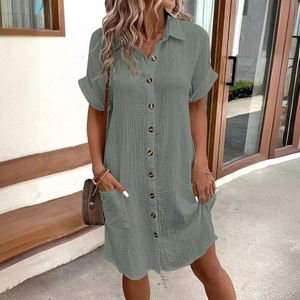 Vestido de Verano 2026 de AliExpress, Estilo Vintage, Informal, Antiestático, con Cuello en V y Botones, para Mujer - Product Image 3