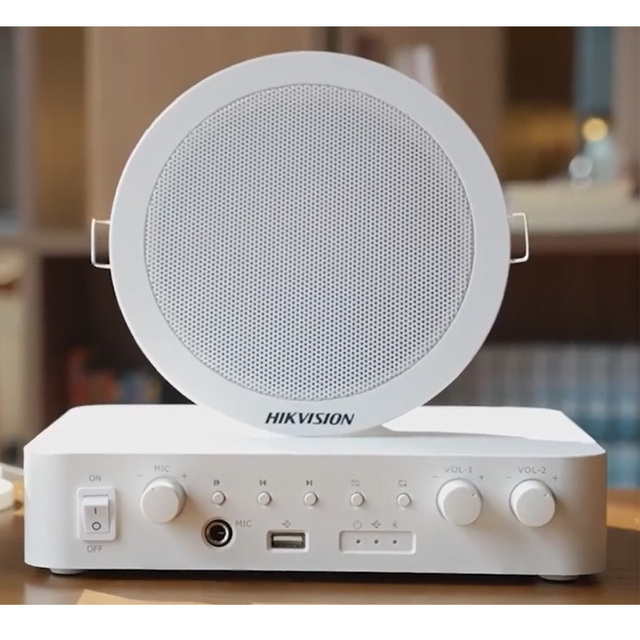 DS-QAE1KA80206-4 HIK Hybrid Audio Kit 80W Network Amplifier and 4* 6W Ceiling Speakers Support Remote/centralized Management