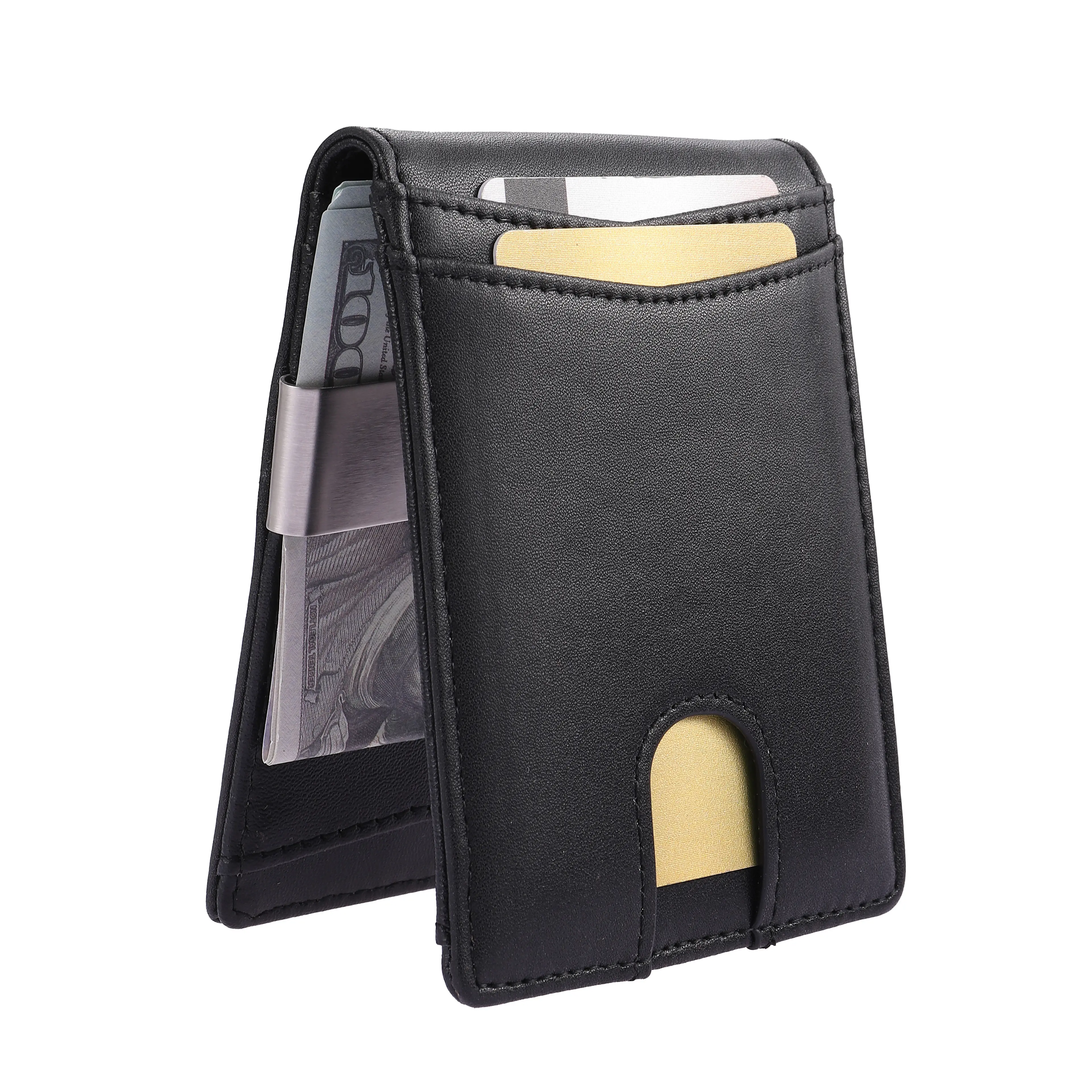 Porta carte RFID personalizzato portafoglio da uomo fermasoldi portafoglio da uomo minimalista in vera pelle con tasca frontale con borsa con slot per finestra ID