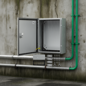 Boîtier électrique extérieur 16 x 12 x 6 pouces IP66 en acier inoxydable avec charnières et plaque de montage - Product Image 2