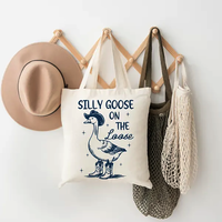 Silly Goose Denim Toile Sac Fourre-Tout Rétro Style Occidental Mignon Polyvalent pour Un Usage Quotidien Cadeau Shopping École-pour Enseignants Amis