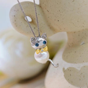 Base para Colgante de Plata S925, Estilo Gato, para Collar con Cuentas Redondas de 10-12mm, Accesorios de Joyería, Código de Producto 31083 - Product Image 3