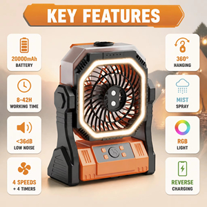 Ventilateur de table compact USB pour camping et bureau, idéal pour le travail en déplacement - Product Image 2