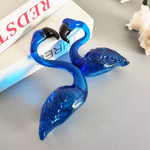 Statuette Personalizzate di Coppia di Cigni in Cristallo 3D con Incisione Laser, Cigni in Cristallo <span class=keywords><strong>Blu</strong></span> Personalizzati per Souvenir di Matrimonio - Product Image 1