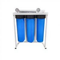 Système de filtration d'eau haute pression 10 bars pour toute la maison - Big Blue 20 pouces 3 étapes avec pré-filtre à sédiments à rotation