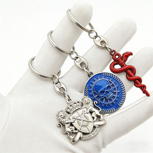 Juego de Llaveros de <span class=keywords><strong>Metal</strong></span> Esmaltado Vintage con Emblema de León y Caduceo de Serpiente para Regalos y Accesorios Diarios - Product Image 1