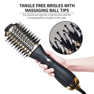 Multi-functional Curling Comb Salon Hair Styler Blow Dryer Heated Comb Hot Air Brush Rotating Curler Iron