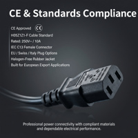 Câble d'alimentation CA Huizon HZC-C-3 avec prise EU IEC C13 femelle, H05ZIZI-F 3G1.0mm, caoutchouc sans halogène, 10A 250V, cuivre pur, certifié CE