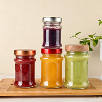 Bocaux en verre transparent de 150 ml, 250 ml, 380 ml avec couvercle métallique à vis pour le stockage alimentaire (miel, gelée, sauce chili, cornichons, confitures)