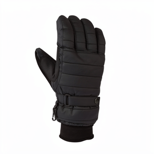 Women's Winter <b>Ski</b> Gloves Quilted Thermal Wrist Length Black Polyester Cotton Casual Outdoor Use - Product Image 1