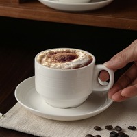 Set Cangkir Kopi Porselen Mewah dengan Piring dan Nampan, Desain Bunga Latte, Cangkir Teh Sore, Peralatan Rumah Tangga Eropa Putih Murni, Aman untuk Mesin Cuci Piring