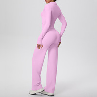 Ensemble de yoga 3 pièces OEM respirant pour femme : pantalon évasé, haut et veste de sport à compression, personnalisable avec logo